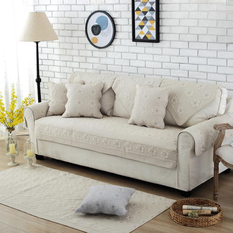 

Двусторонняя хлопковая диванная подушка ручной работы с вышивкой из чистого хлопка, простой современный нескользящий чехол для дивана-полотенца 70*70