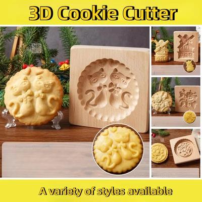 Cookie Molds for Baking Wooden Cookie Cutter 3D Gingerbread Cookies Moulds Press Cake Embossing Pumkin Bakery Gadgets Stamps