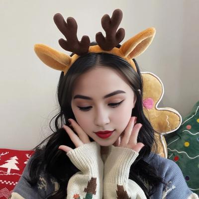 Christmas Antler Hairband Elastic Anti-slip Plush Fit for All Ages Christmas Hair Accessories