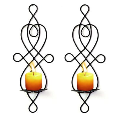2pcs Iron Wall Hanging Candle Holder Metal Party Wedding Home Dinner Decoration Candlestick Pastoral Vintage Candle Stand