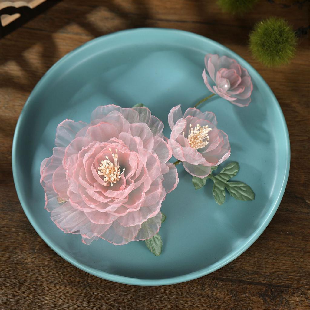 Flower Hair Clips Forks Chinese Hanfu Hair Accessories for Women Hairpin Fork Handmade Vintage Wedding Hair Jewelry Retro Crowns for Girl and Women