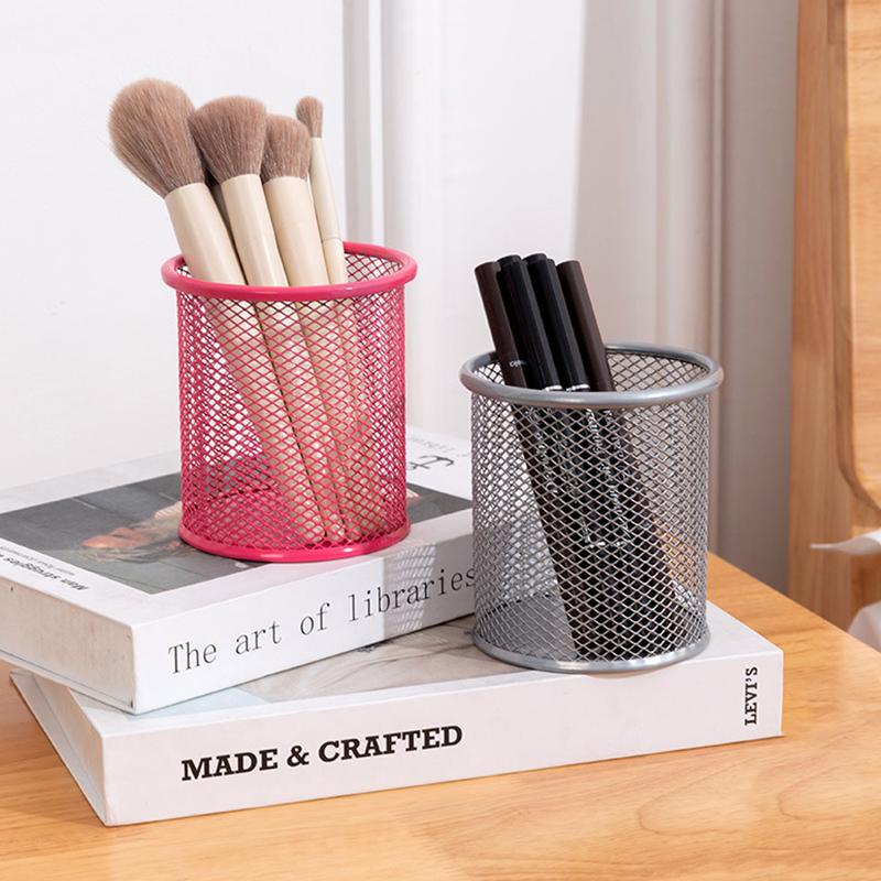 Multifunction Round/Square Mesh Pen Pot Multicolor Pen Holder Desk Tidy Stationery Organiser Pencil Storage Stationery Organiser
