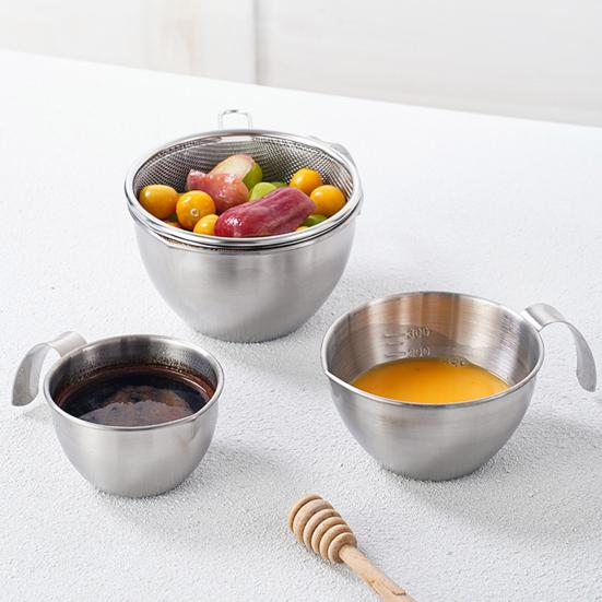 304 Stainless Steel Measuring Cup with Handle Scale Large Capacity Multifunction Egg Liquid Mixing Bowl Kitchen Supplies