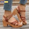 Sommer Hohe Absätze Knöchelriemen Sandalen Damen Plateau Komfort Dicke Absätze Gladiator Schuhe Frau Übergröße Sandalias Mujer