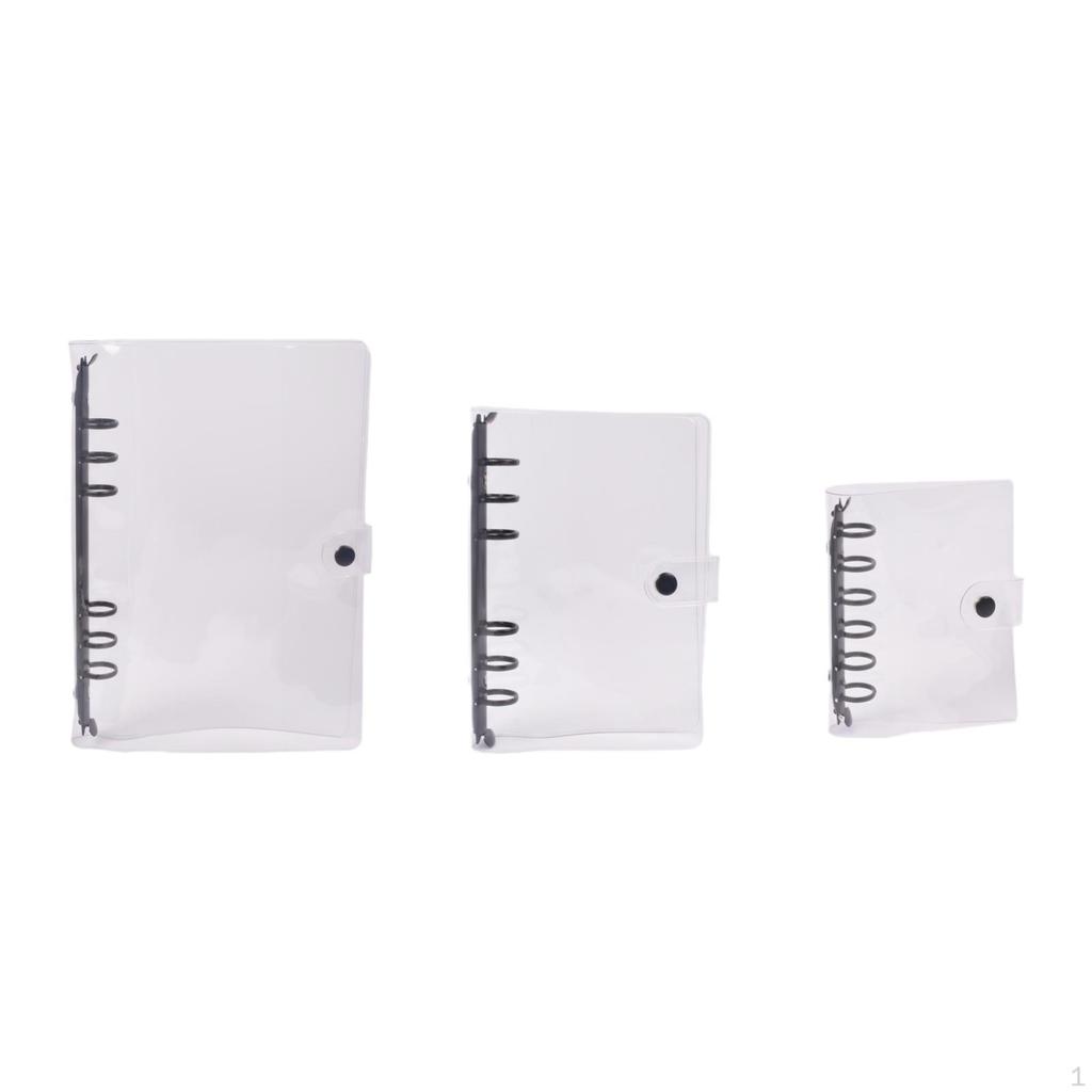 3 Pieces Binder Planner Cover PVC Transparent Notebook Protector Refillable Loose Folder Organizer