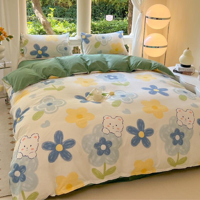 Small Fresh Four-piece Bed Sheet Set Quilt Cover Set Single Dormitory Three-piece Set Skin-friendly and Comfortable Bedding