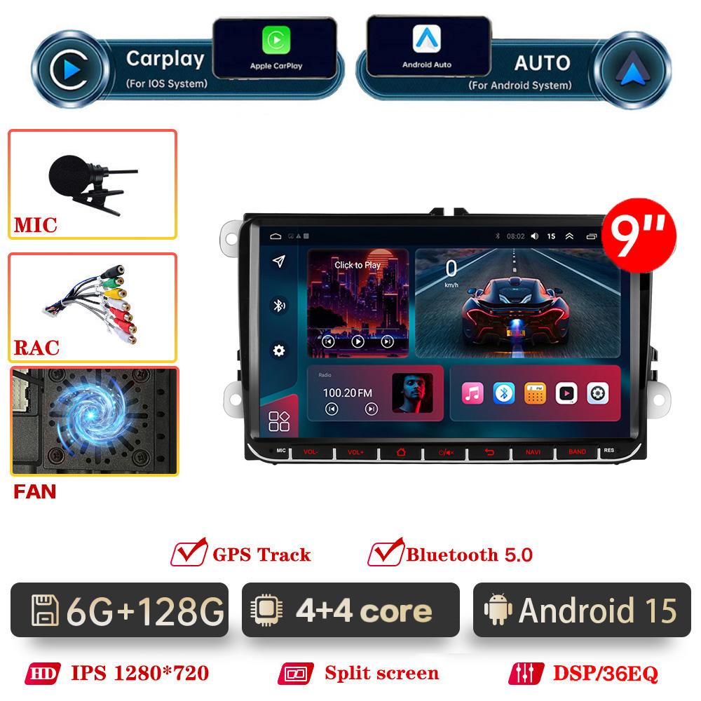For VW Skoda Golf 5 6 Touran Passat B6 B7 Polo Car Radio Carplay GPS Multimedia Video Player DSP AHD DVR 2din stereo NO DVD