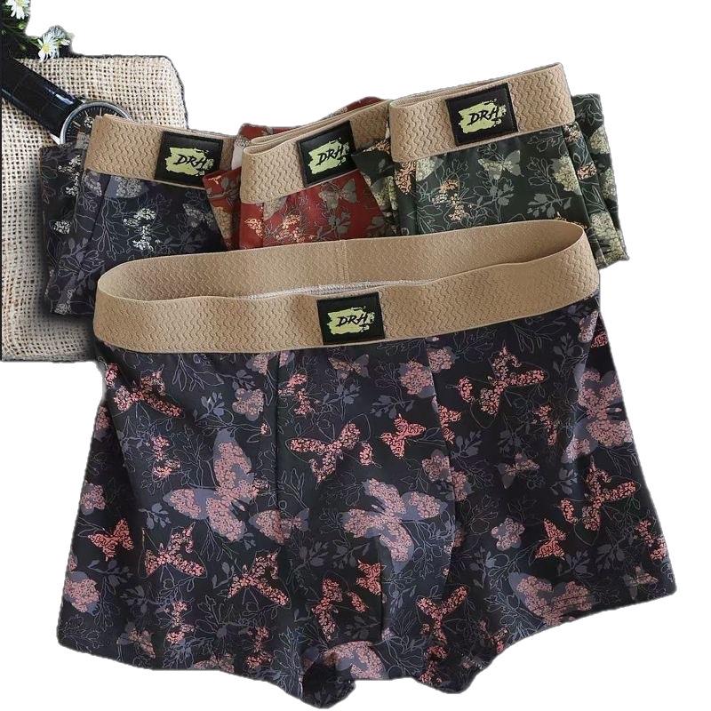 Butterfly Flower Men's Retro Boxer Briefs - Breathable National Style Shorts