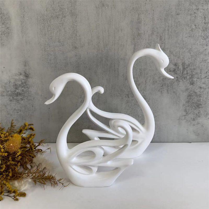 AEE2-2PCS Swan Ornament Silicone Mould Epoxy Resin Mold Desktop Swan Decorative Ornament Mirror Silicone Mould Gypsum Mold