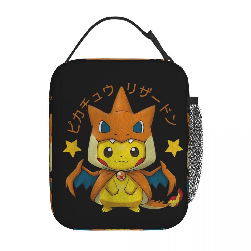 Pokemoned Pikachu Anime Cartoon Insulated Lunch Bags Large Meal Container Cooler Bag Tote Lunch Box School Outdoor Bento Pouch