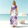 Summer Bohemian Big Floral Lightweight Sleeveless Flowy Maxi Dress for Beach Vacation Casual Wear