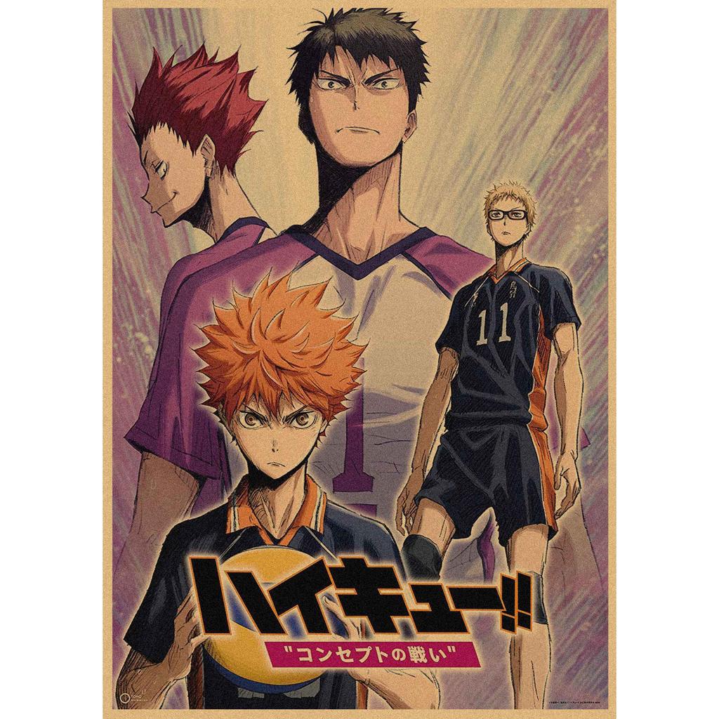 Haikyuu!! Retro Kraft Poster: Hinata Shoyo & Kageyama Tobio Decorative Wall Art