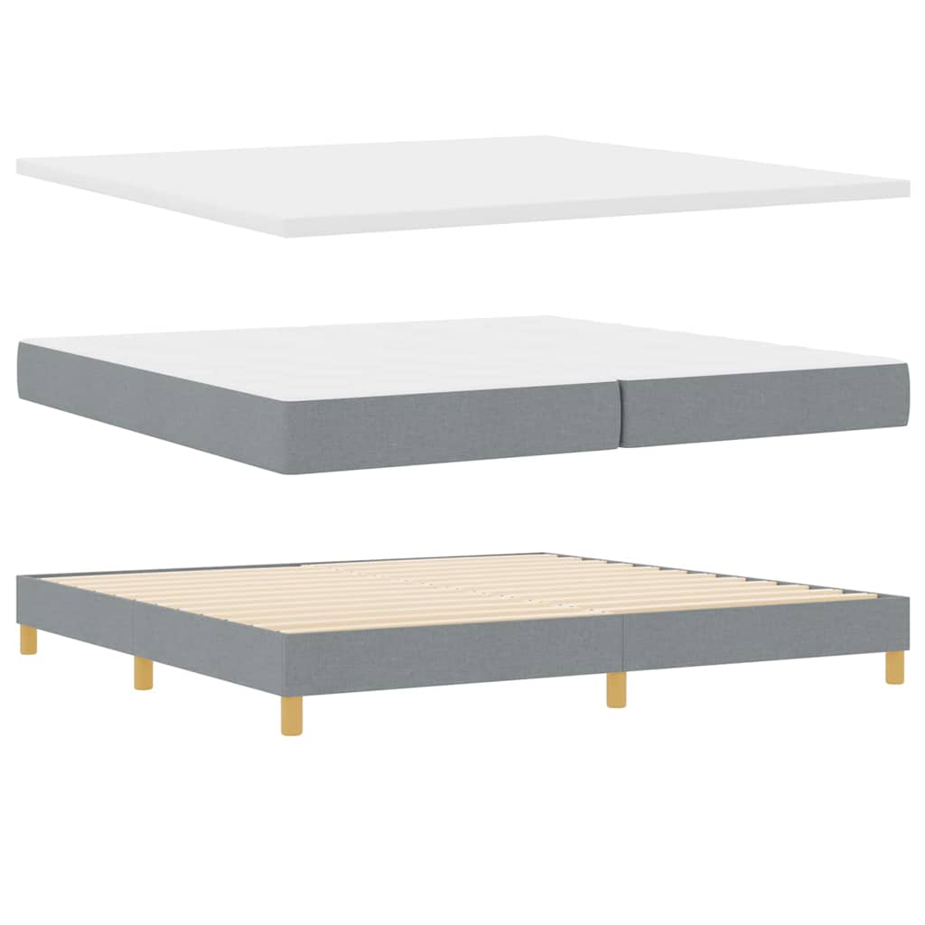 Boxspring Bed with Headboard Light Grey 200 X 200 Cm Fabric