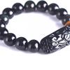 Black Obsidian Wealth Bracelet, Feng Shui Pixiu & Tiger Eye Stone, Unisex Design