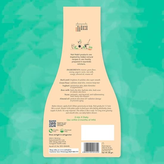 Nat Habit Fresh Masoor Rub Bath Ubtan, 2 Minute Body Scrub For Skin Softening & Radiance, Ayurvedic Inspired, 80 G Each (Pack of 2)