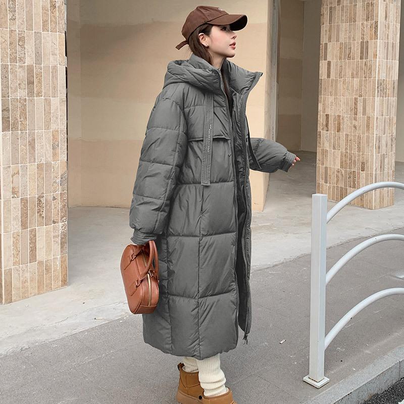 

Новая толстая куртка с хлопковым наполнителем, женская длинная куртка до колена, корейская версия свободной хлебной одежды, зимняя куртка с хлопковым наполнителем. XXL