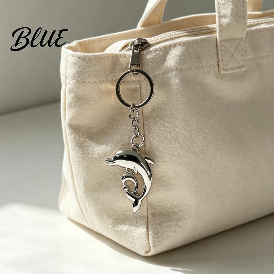 Zinc Alloy Car Key Ring Double Dolphin Keyhcain Sea Animal Pendant Backpack Handbag Purse Charm Decoration Lightweight
