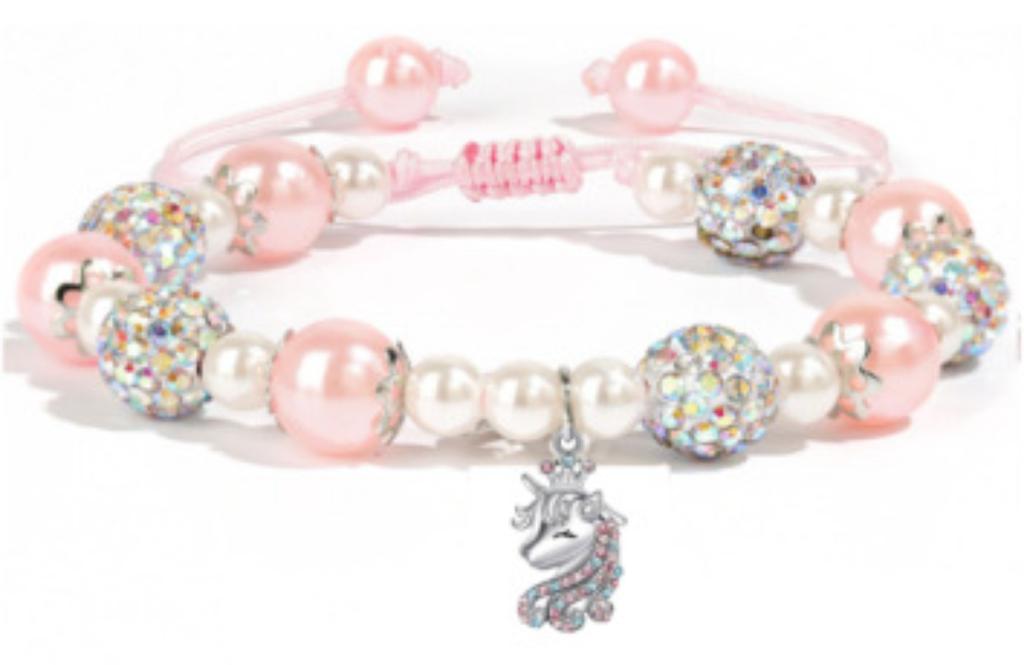 Diamond-encrusted women's bracelet Shambhala powder pearl weaving pink bracelet alloy love unicorn pendant bracelet