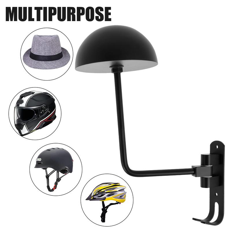 New Motorcycle Helmet Rack 180° Rotation Wall Mounted Helmet Storage Holder Alloy Helmet Hanger Stand Hook for Bicycle Helmets
