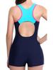 Women's One-Piece Conservative Square Leg Spliced Swimsuit: Stylish European & American Swimwear