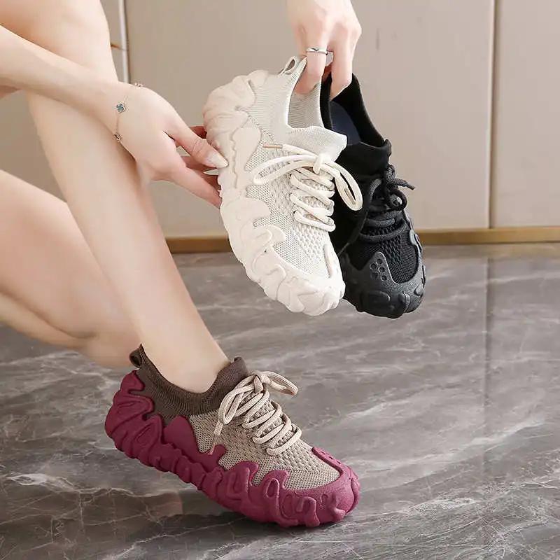 Height Up PU Leather Purple Shoes Woman Heel Orange Heel Sport Shoes Woman Sneakers Wholesale Casual Beskete High Quality