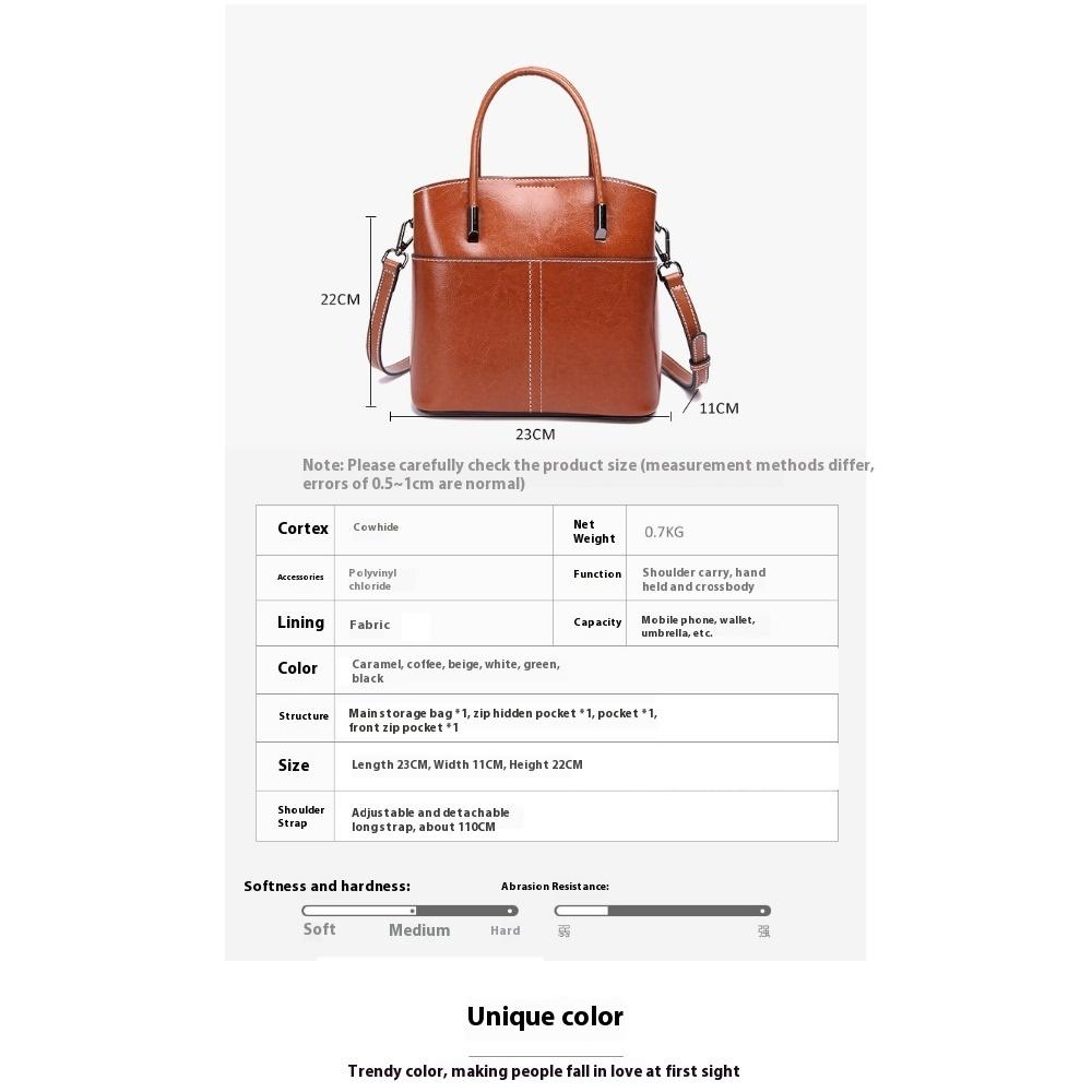Versatile Leather Bucket Bag Casual Simple Women's Portable Shoulder Messenger Bag Tide