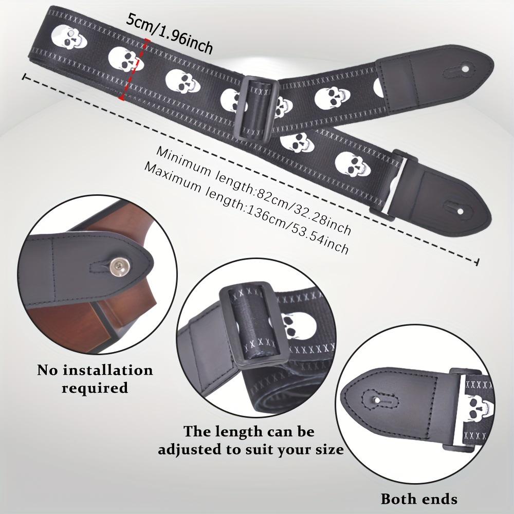 Unisex poszerzany i pogrubiony poliestrowy pasek do gitary/basu - Styl folk, konstrukcja bez dziurkowania