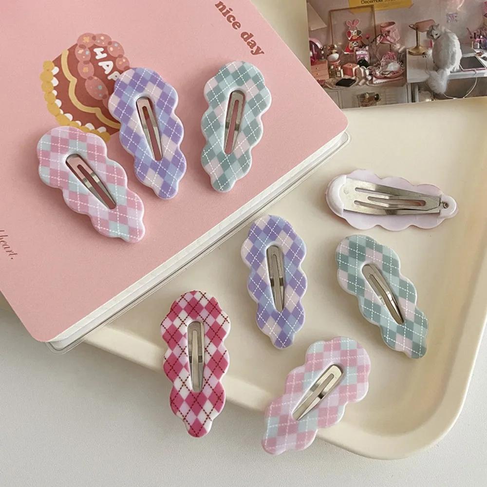 Gifts Alloy Plaid Hair Clip Acrylic Candy Color Cloud Hair Clip Barrettes Irregular Korean Style Hairpin Daily