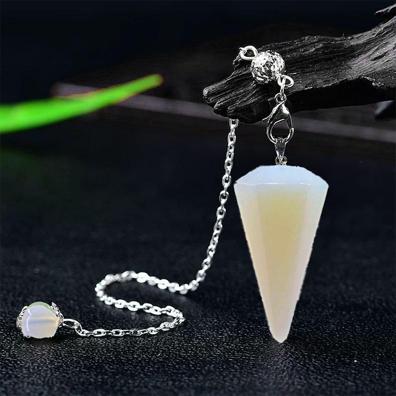 Amethyst Crystal Pendulum Necklace, Raw Hexagonal Pyramid Pendant, Adjustable Yoga Jewelry