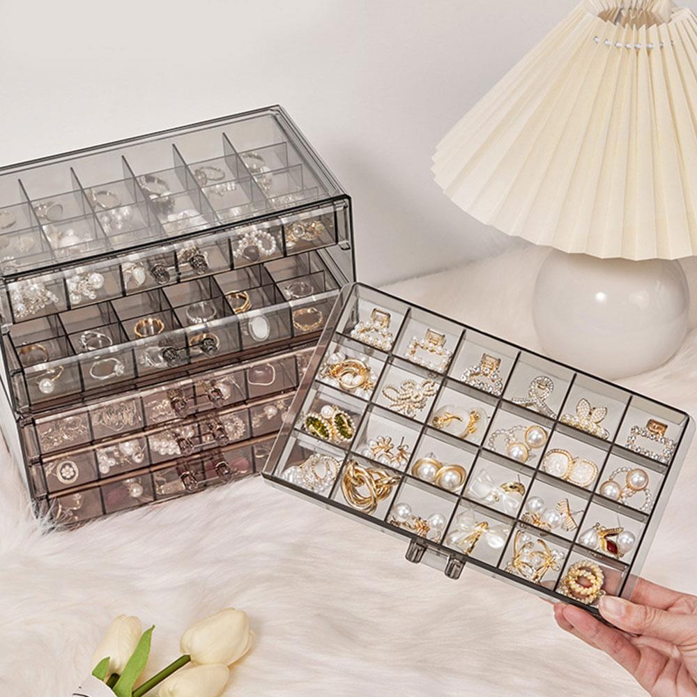 Jewelry Storage Box Multi-layer Desktop Organizer Transparent Large-Capacity Ring Earrings Necklace Jewelry Storage Box With Lid