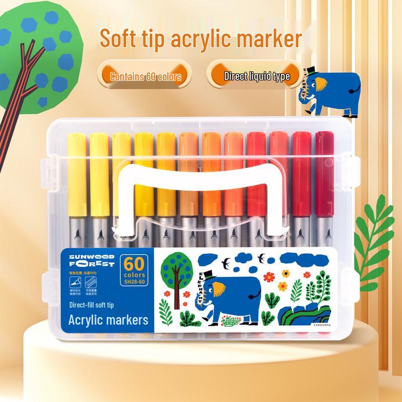 SUNWOOD Soft-Tip Acrylic Marker Pen Set