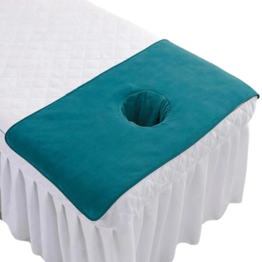 Serviette Visage Massage Épaisse Respirante Douce Serviette Salon de Beauté avec Trou Couleur Unie Coussinets Repose-Tête pour Salons de Beauté