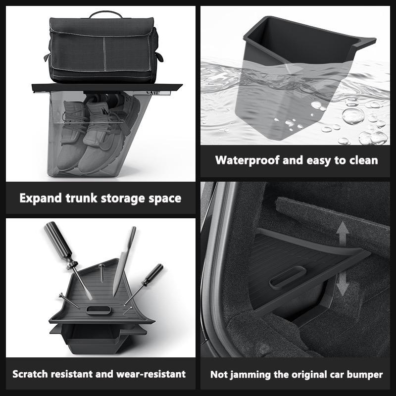 Trunk Side Storage Box For Tesla Model Y Juniper TPE Rear Trunk Storage Bins Side Box Organiser With Lip Cover Car Accessories
