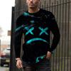 Men's Geometric Pattern Long Sleeve T-Shirt, Casual Textured Top