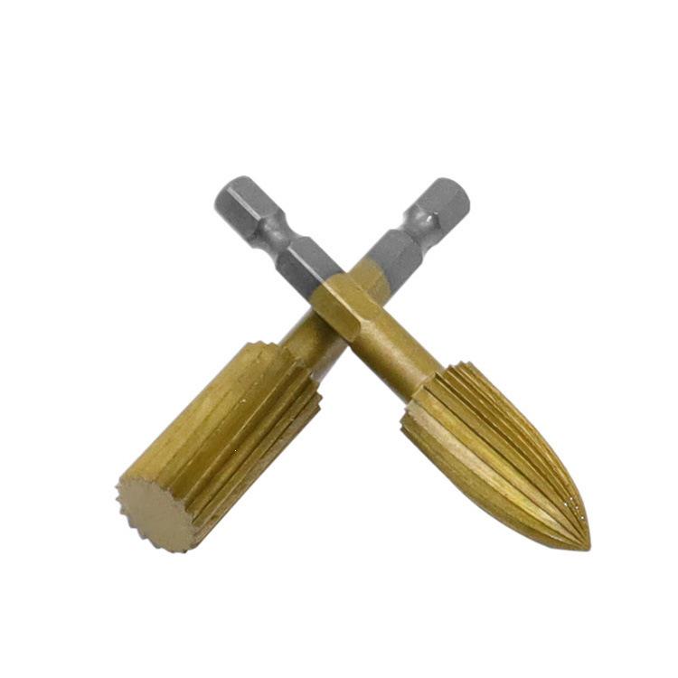 5-Piece High-Speed Steel Woodworking Rotary File Set - 6.3mm Hex Shank, Irregular Shape Files