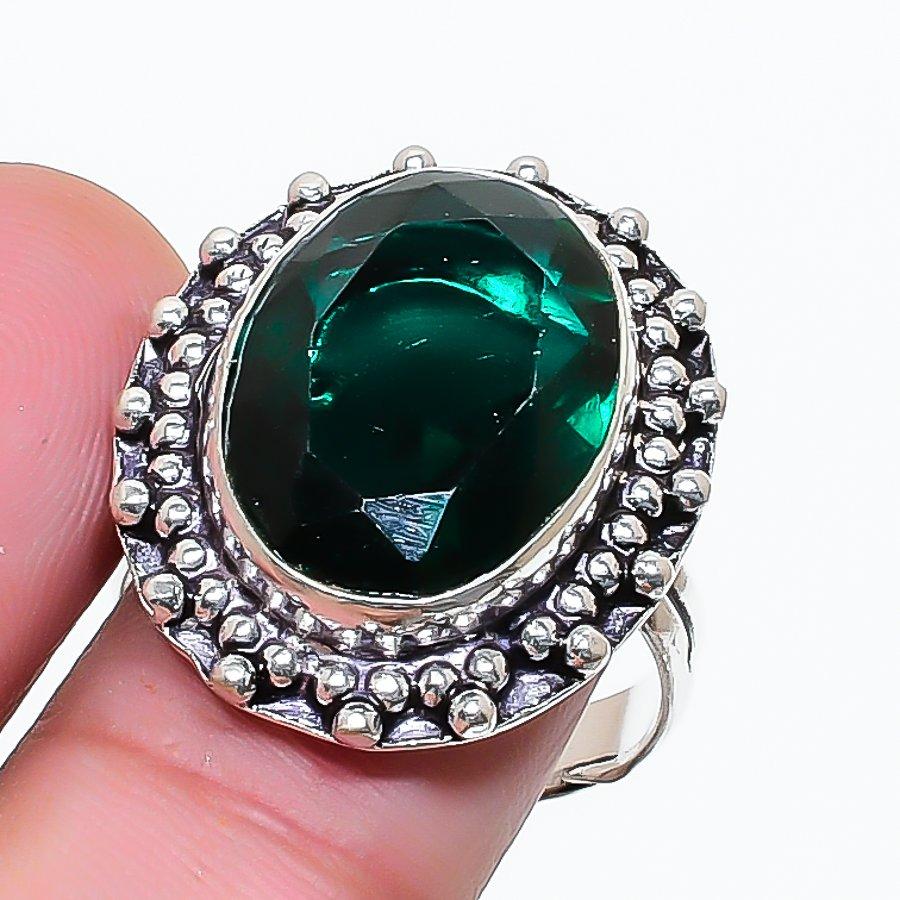 Natural Diopside Gemstone Handmade 925 Sterling Silver Jewelry Ring Size 8 AR-17933