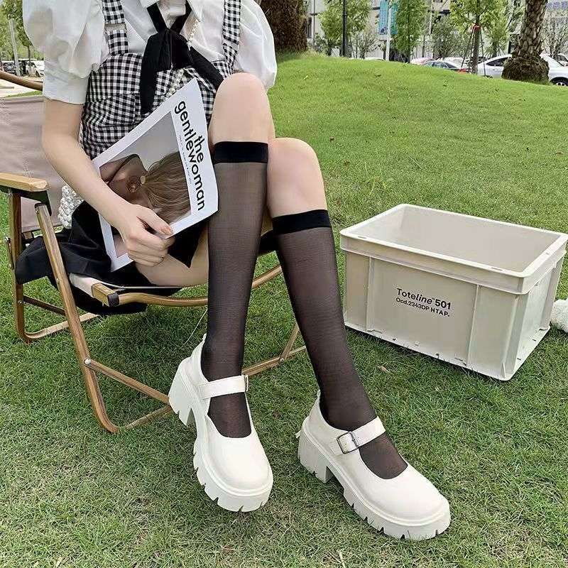 Round head small leather shoes women's British style small fragrant style Japanese jk uniform black platform one-word buckle Mary Jane shoes singl