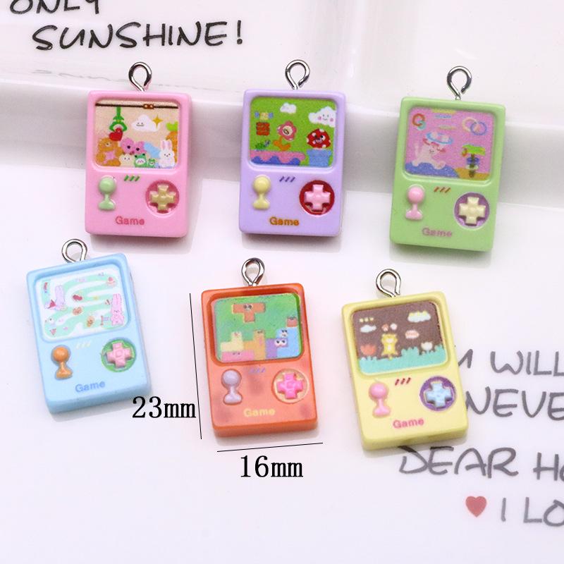 6pcs Cartoon Game Console Flat Back Resin Cabochon Cute Funny Pendant Flatback for Earring Keychains Diy Jewelry Make