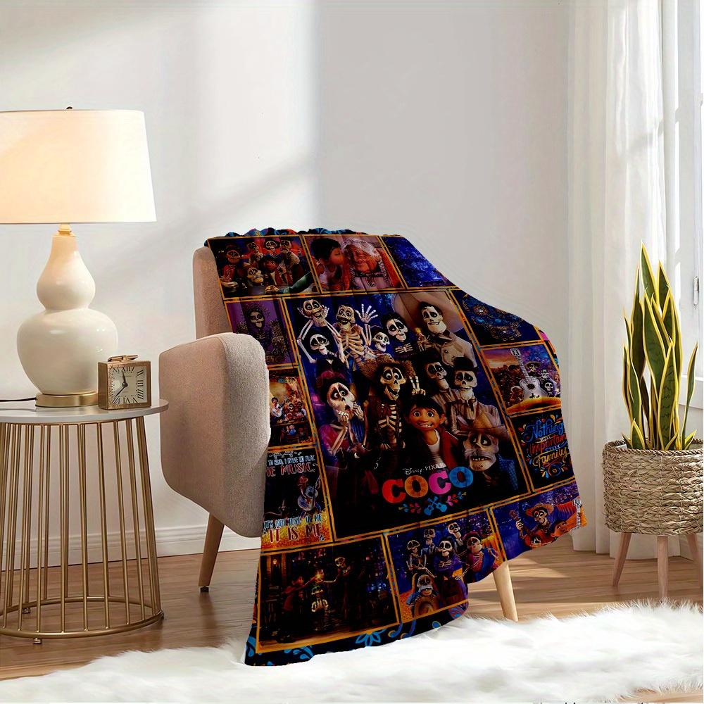 1 Pc Flannel Coco Movie Theme Multi-purpose Small Blanket, Suitable for Bed, Sofa or Gift, Home Decoration That Shows Family Warmth and Fest