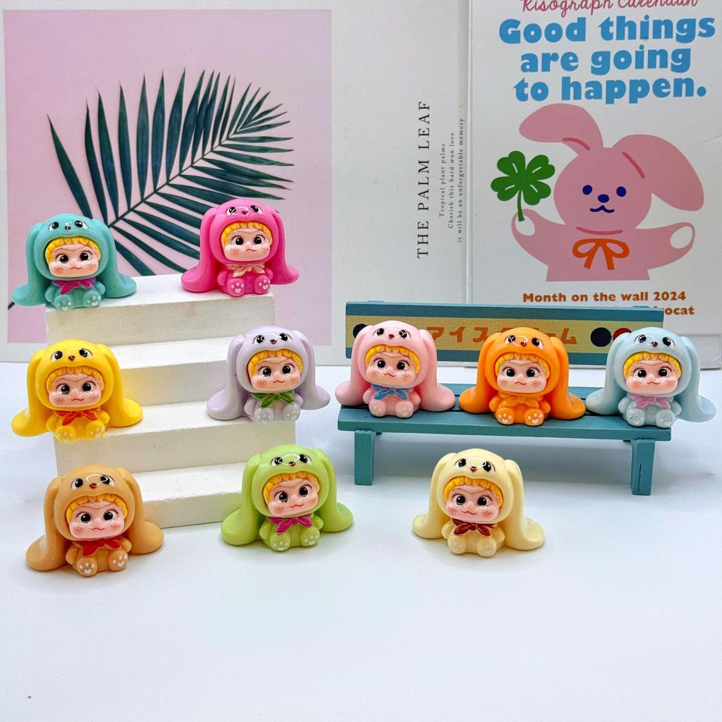 10pcs/Set Mini Wakuku Figure Toy Rabbit Figurine Desktop Decoration Model Ornaments Toys Boys Girls Christmas Gifts