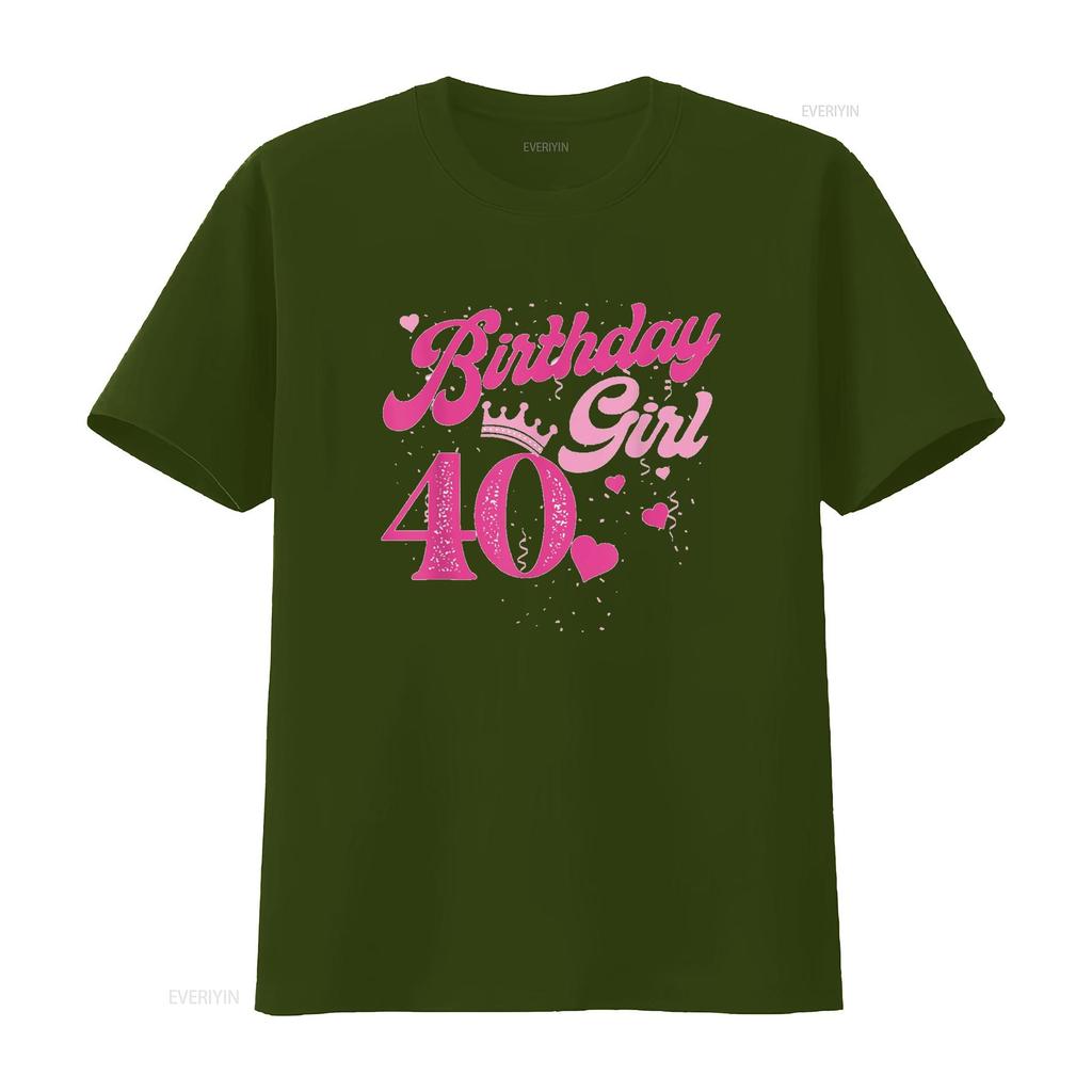 40th Birthday Girl Crown 40 Years Old Bday T Shirt vintage Washed Stretched Stylish Breathable Top For Everyday Wear homme