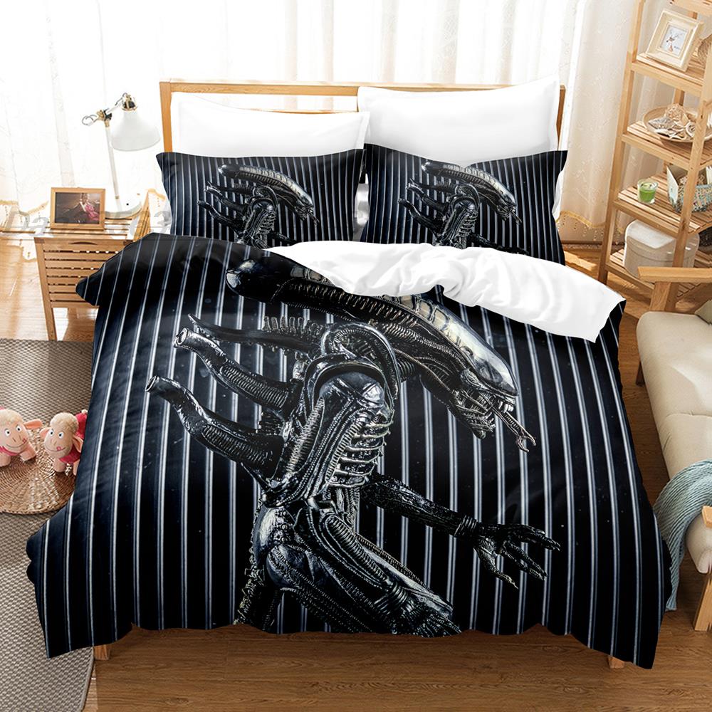Alien Bedding Set Single Twin Full Queen King Size Bed Set Aldult Kid Bedroom Duvetcover Sets 3D Xenomorph Bed Sheet Set