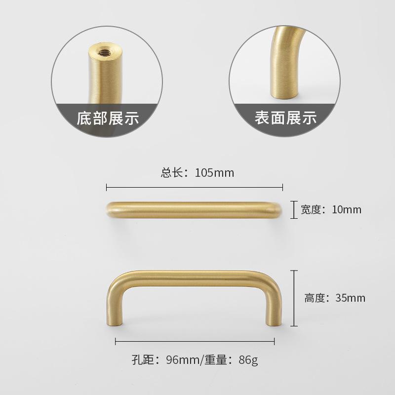 Italian Minimalist Solid Brass Furniture Handles Golden Handles for Wardrobe and Drawer Hardware Fitting Kitchen Cabinet Handles 2
