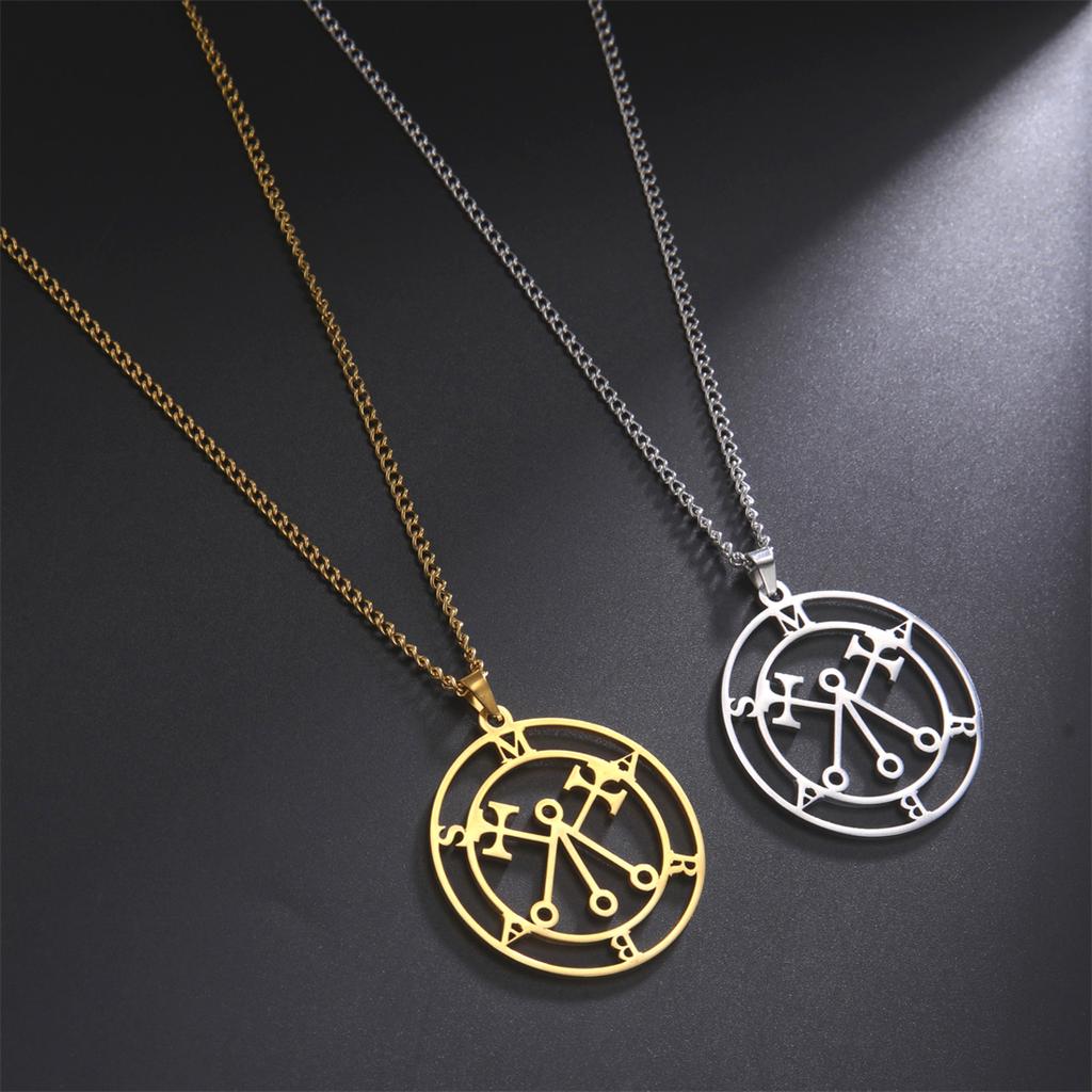  Mythical Goddess Sigil of Lilith Necklaces Stainless Steel Demon Seal Marbas Pendant Necklace Solomon Amulet Jewelry