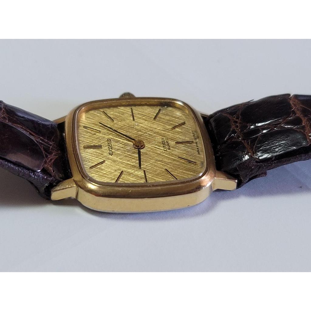 Used [Working Item] Luxury CITIZEN EXCEED 4-101251 Y Quartz Square 2-Hand EGP30 Gold Watch Gold Dial Retro Vintage Antique Men's Ladies Dress Watch