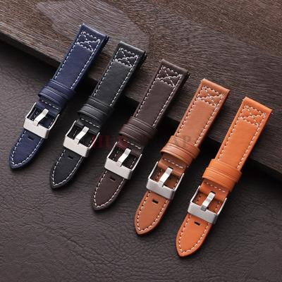 Vintage Retro Cowhide Watch Strap 20mm 22mm 24mm Universal Bracelet Business Black Brown Blue Watchband Belt Accessories