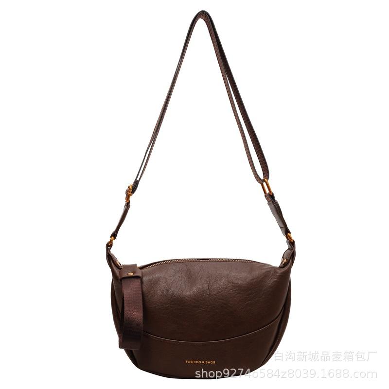 French Niche Fashion Wide Shoulder Strap Small Bag Women 2025 New Trendy Internet Celebrity Popular Dumpling Bag Foreign Style Messenger Bag