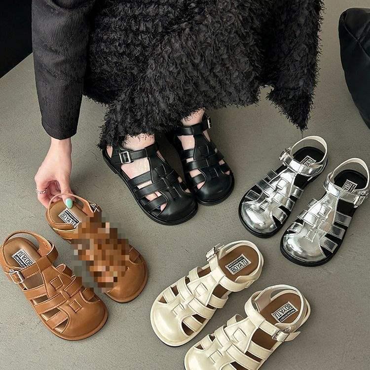 Women's Retro Woven French Flat Roman Sandals - Soft Sole Clogs for Casual Summer Beachwear 2025.