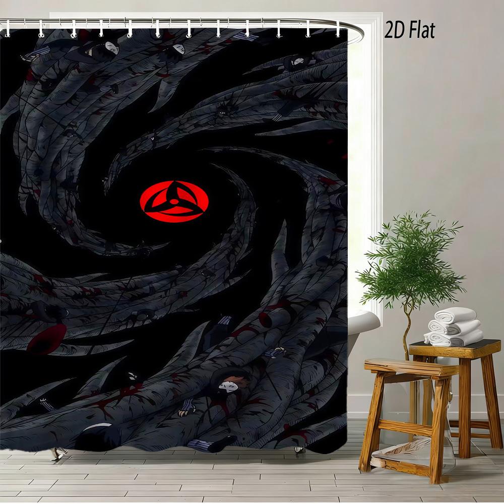 2D Flat Naruto Anime Tobirama Senju Character Collage Print Waterproof Shower Curtain For Bathroom Decor