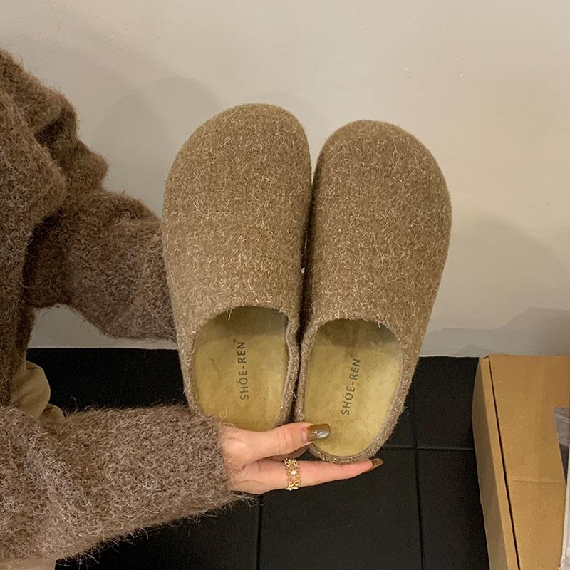 

Модные теплые женские балетки-тапочки, обувь с круглым носком, женские шлепанцы, уличные, домашние, модные, флоковые, женские тапочки, сандалии, обувь, мюли 35 хаки